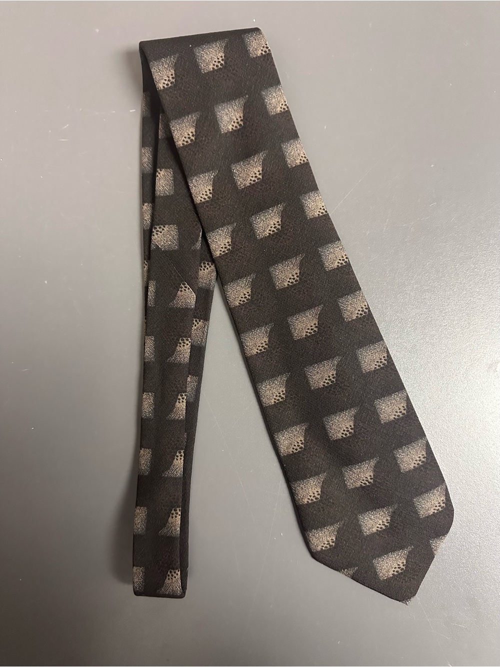 Altea Milano 100% Silk Tie | Handmade Italy | Smooth Brown Beige Geometric